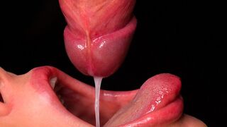 CLOSE UP: BEST Milking Mouth for your DICK! Sucking Cock ASMR, Tongue and Lips BLOWJOB