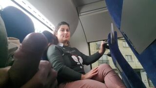 Voyeur seduces Milf to Suck&Jerk his Dick in Bus