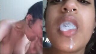 Indian Girl Blowjob To Big Dick And Cum Drinking