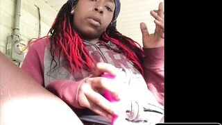 Black Solo Webcam Girl Uses Sex Toy Outdoors