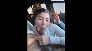 Hot Latina Sloppy Blowjob in Car with Foot POV – Made Me Cum 3 Times!