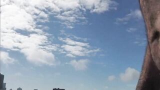 Hairy Bear Jerks Off on a Public Beach - Big Cum Shot