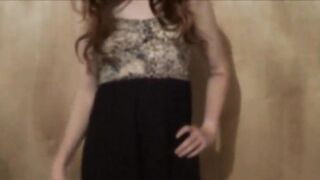 Twink Crossdresser Strips in Dress and Panties