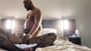 Mature Babe in Fishnets Loves Big Black Cock