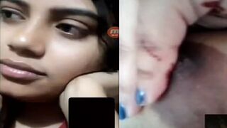 Tight pink pussy and round boobs showing GF video call