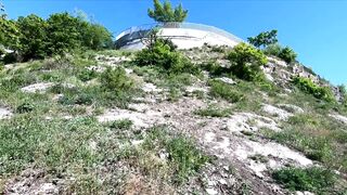 Exhibitionist Blonde Teen Walks Naked in the Mountains