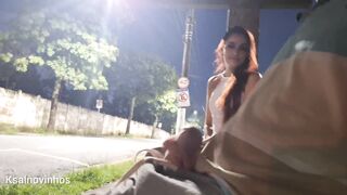 Risky masturbation at the bus stop next to the hot girl!